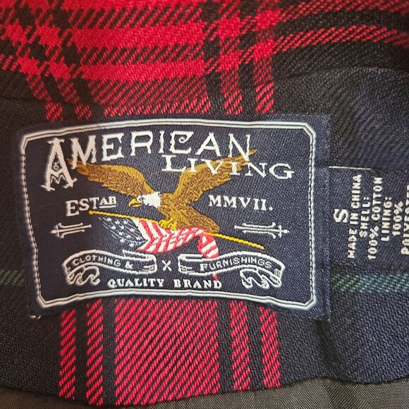 Woman's American Living preppy plaid academia button up long sleeve overcoat S - Picture 9 of 13